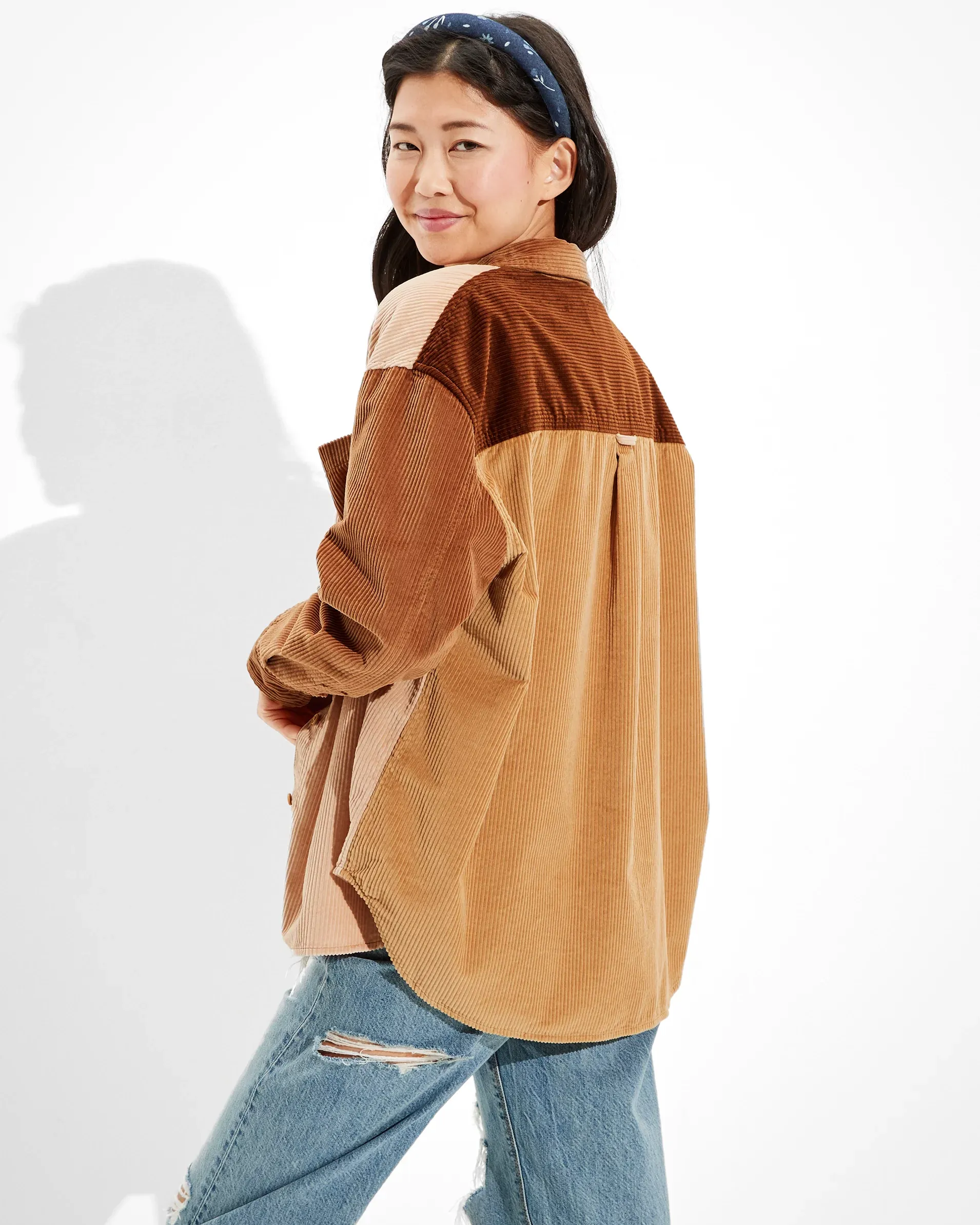 American Eagle AE Long-Sleeve Oversized Corduroy Shirt