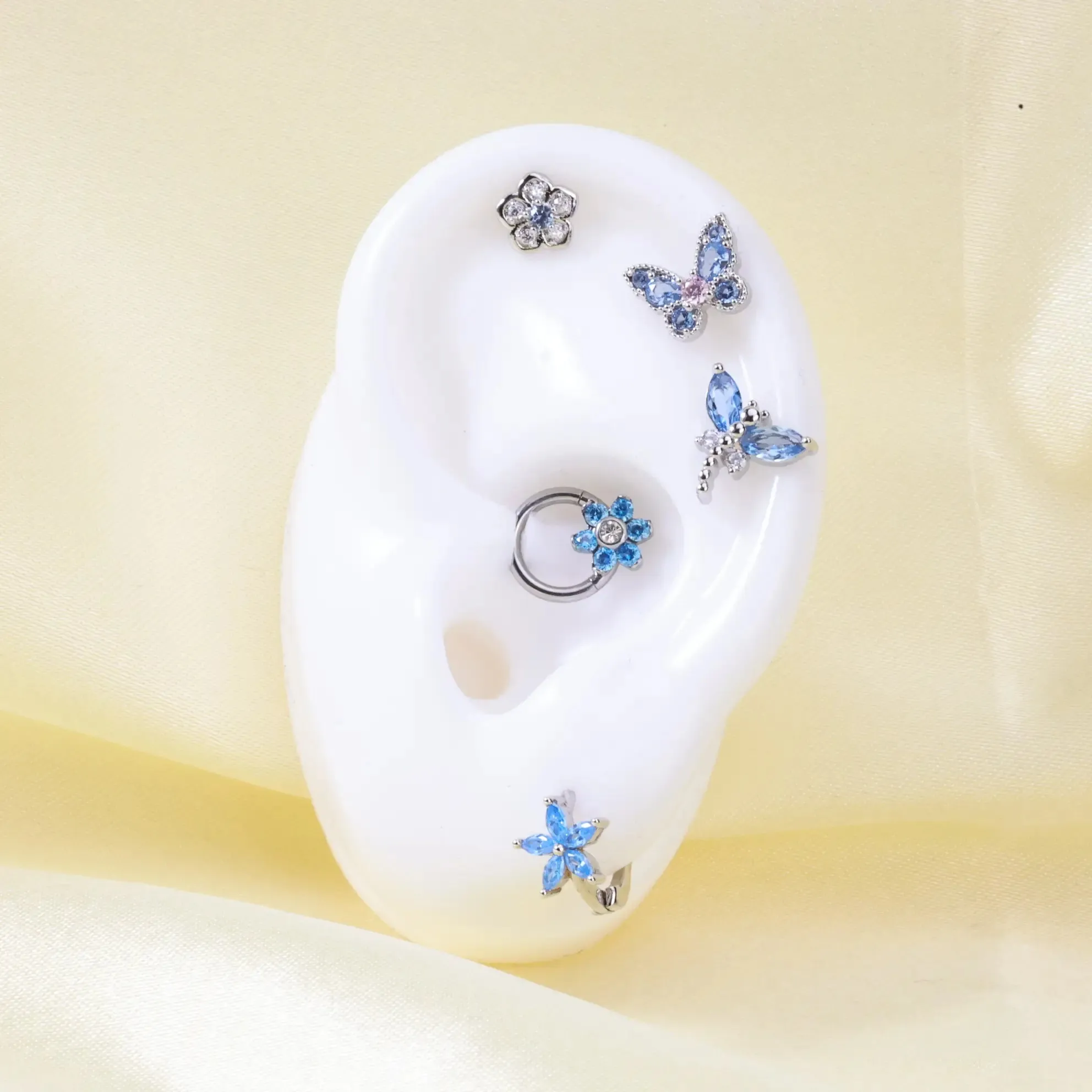 Aquamarine Butterfly Screw Back Stud Earring