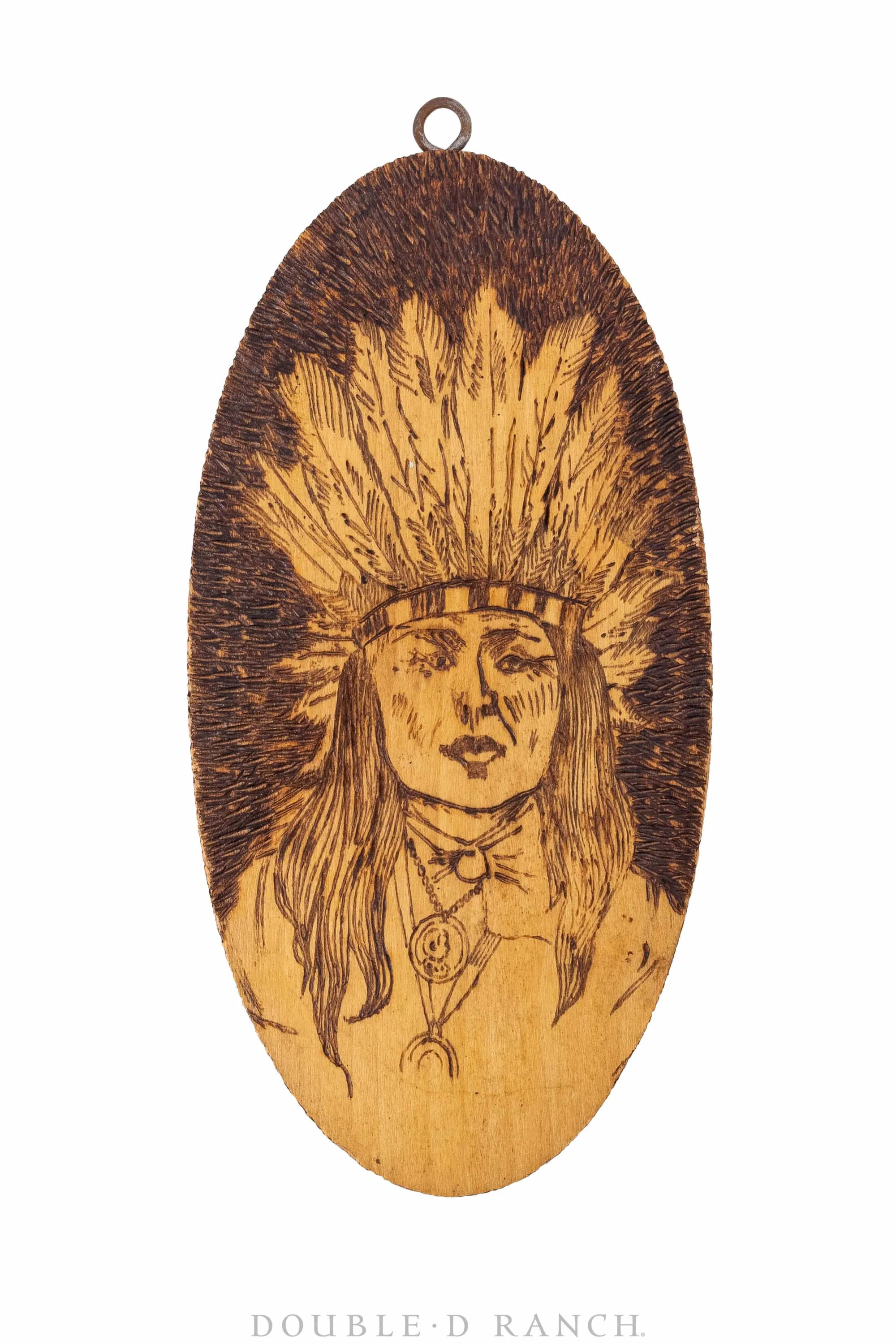 Art, Pyrography, Native American Profiles, Box & 2 Plaques, Vintage early 1900s, 1050