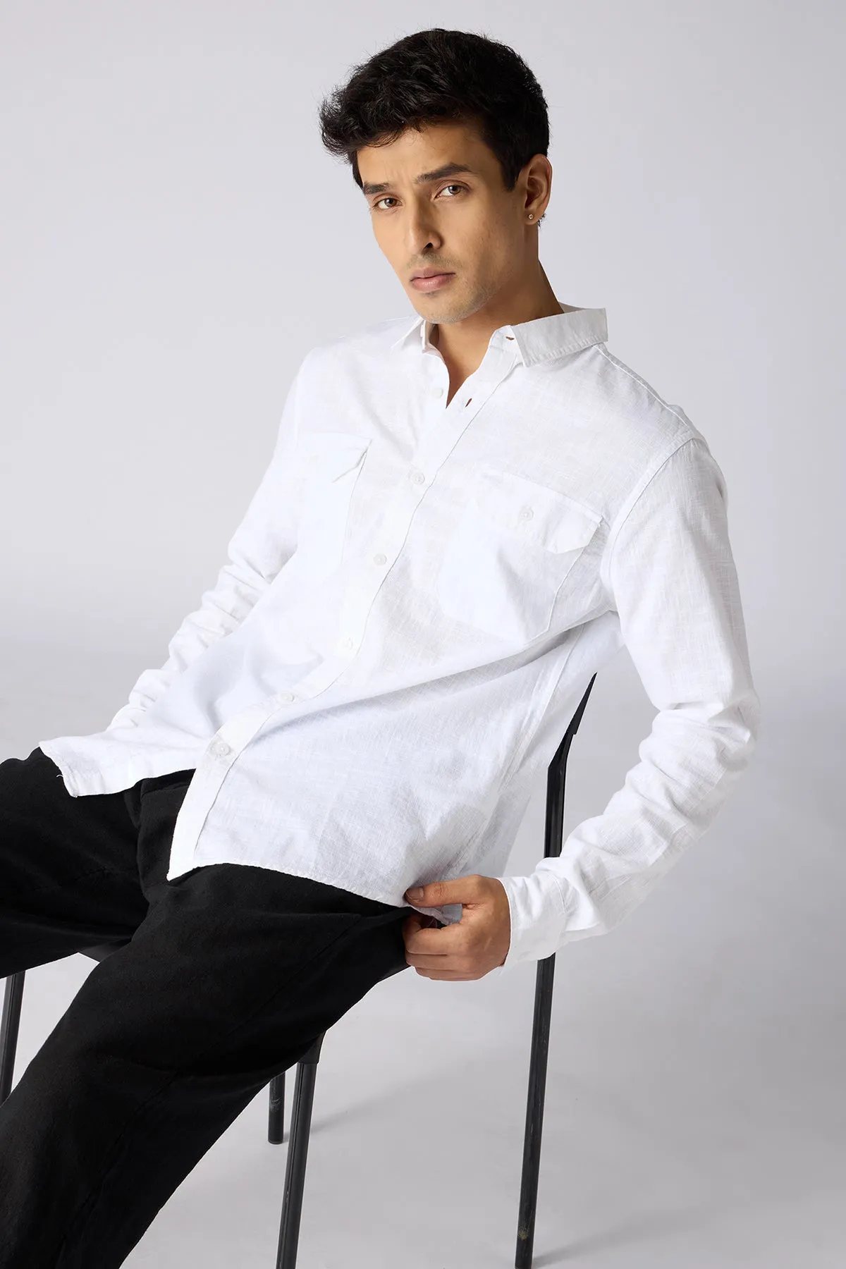 Blaze White Solid Men's Shirt