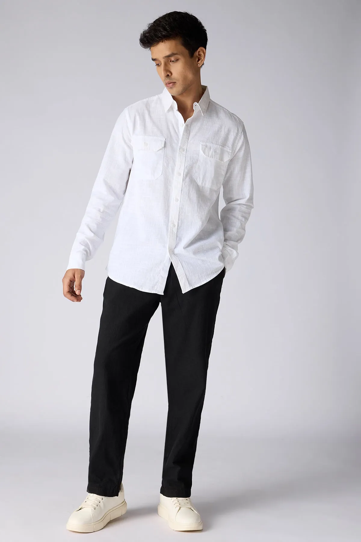 Blaze White Solid Men's Shirt