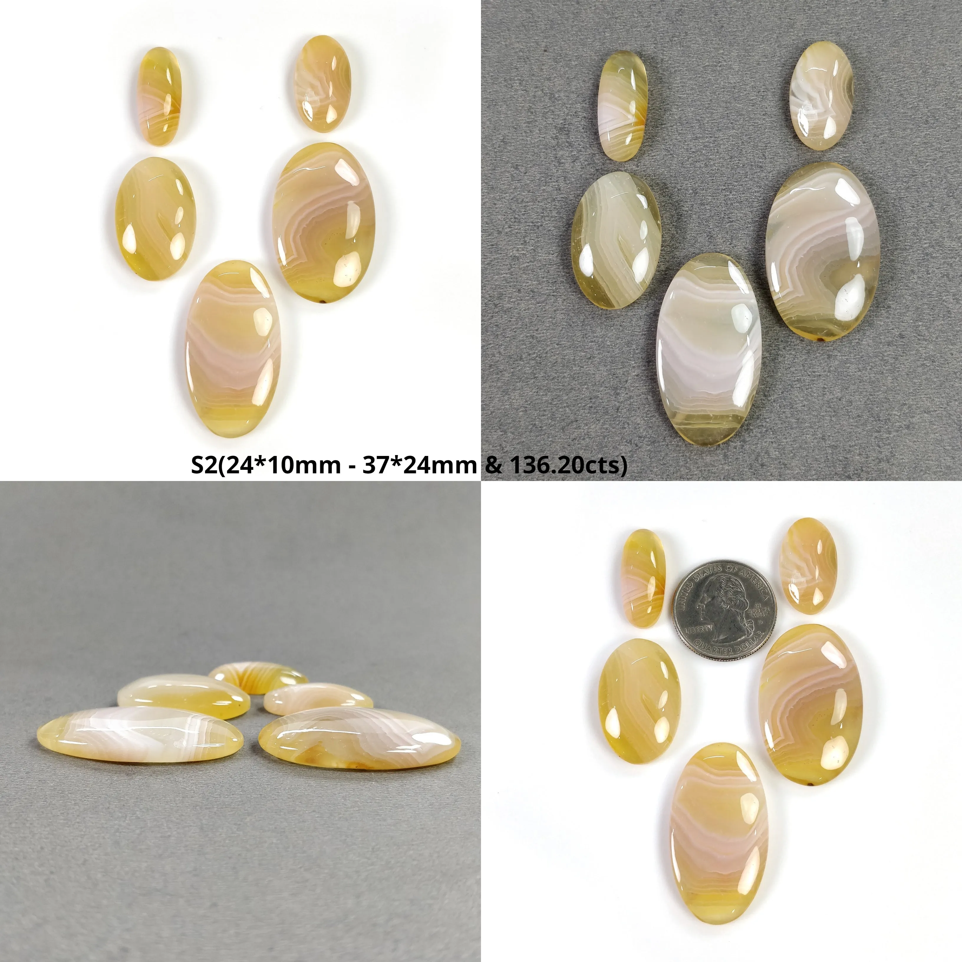 BOTSWANA AGATE Gemstone Cabochon : Natural Untreated Bi-Color Agate Oval Shape 20*14mm - 37*24mm 3pcs, 5pcs & 6pcs Lot