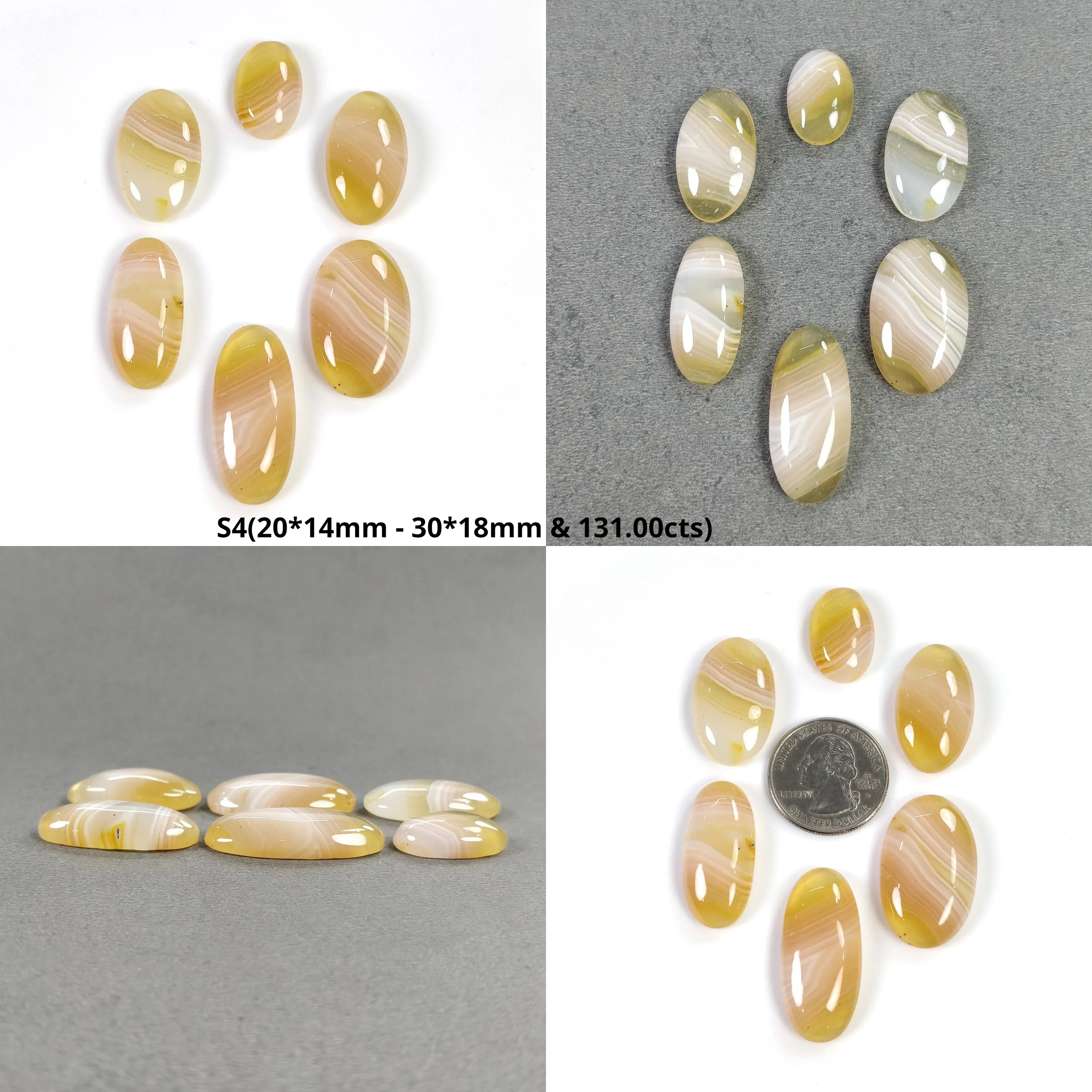 BOTSWANA AGATE Gemstone Cabochon : Natural Untreated Bi-Color Agate Oval Shape 20*14mm - 37*24mm 3pcs, 5pcs & 6pcs Lot