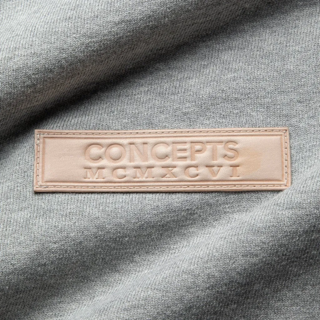 Concepts Leather Patch Crewneck (Heather Grey)