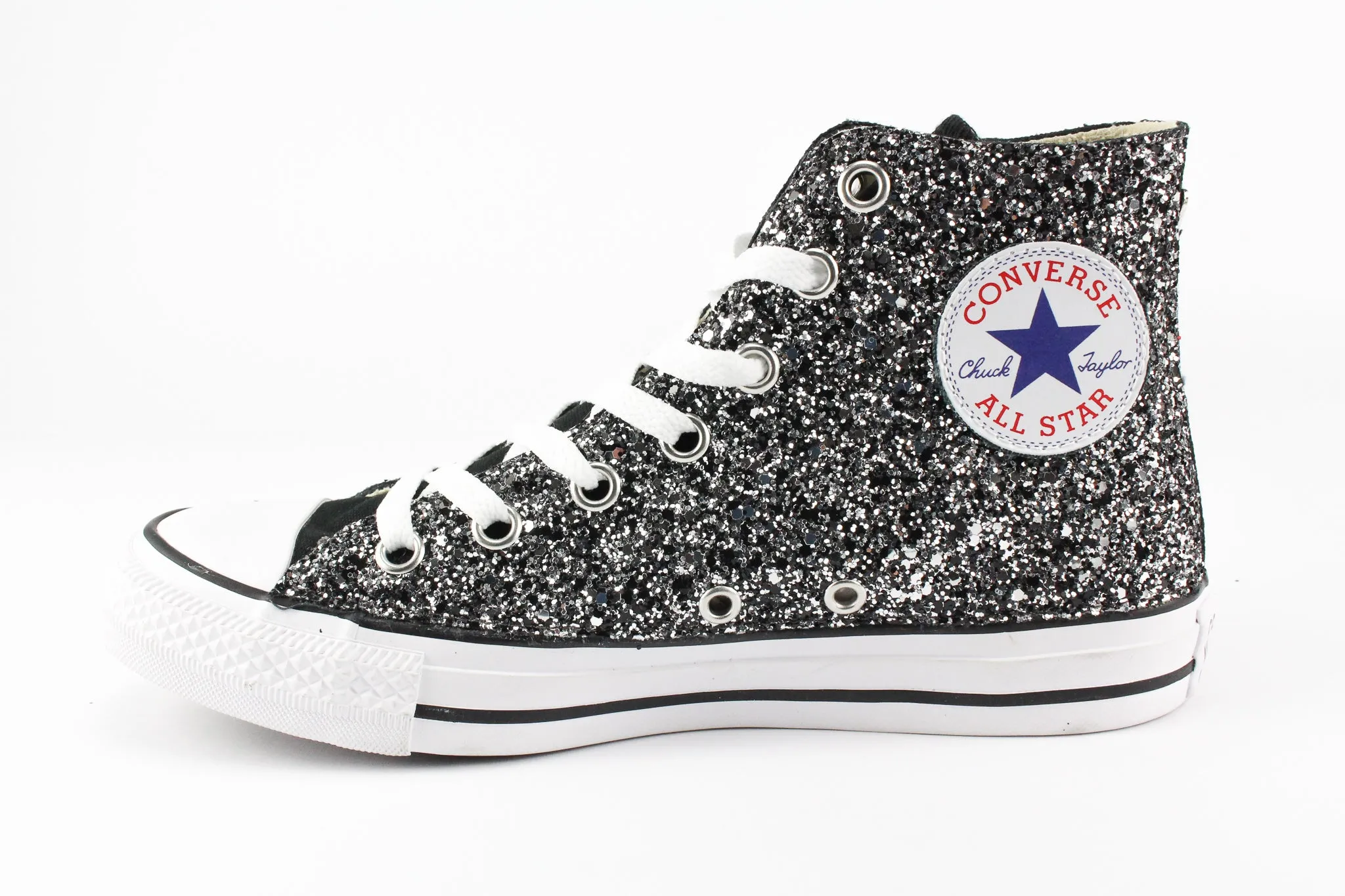 Converse All Star Black Silver Glitter & Perle