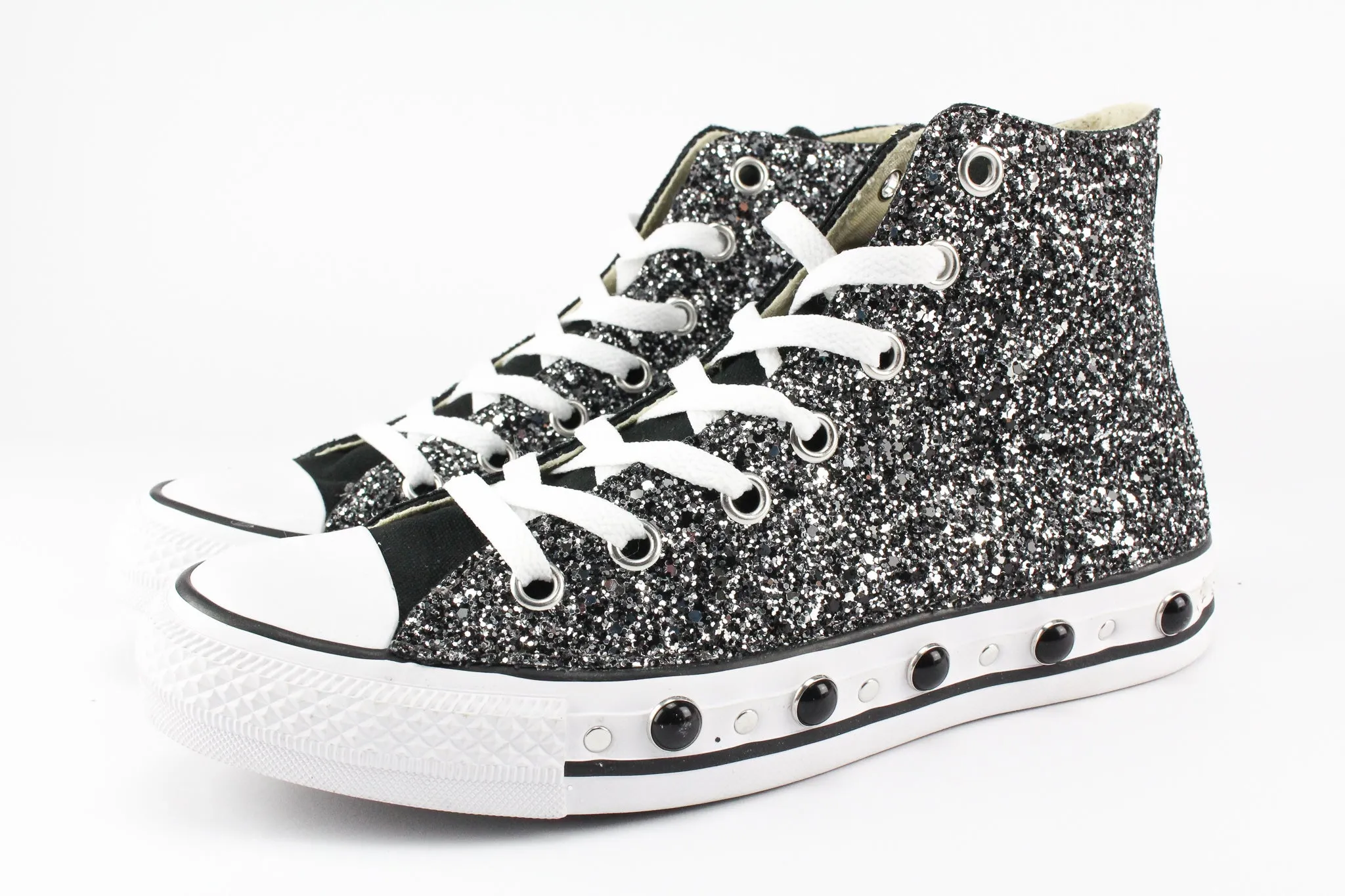 Converse All Star Black Silver Glitter & Perle