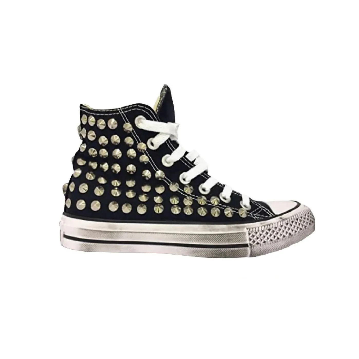 Converse All Star Nero Borchie Argento Vintage