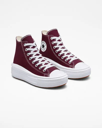 Converse Chuck Taylor All Star Move women's high wedge sneakers A02430C burgundy-white 