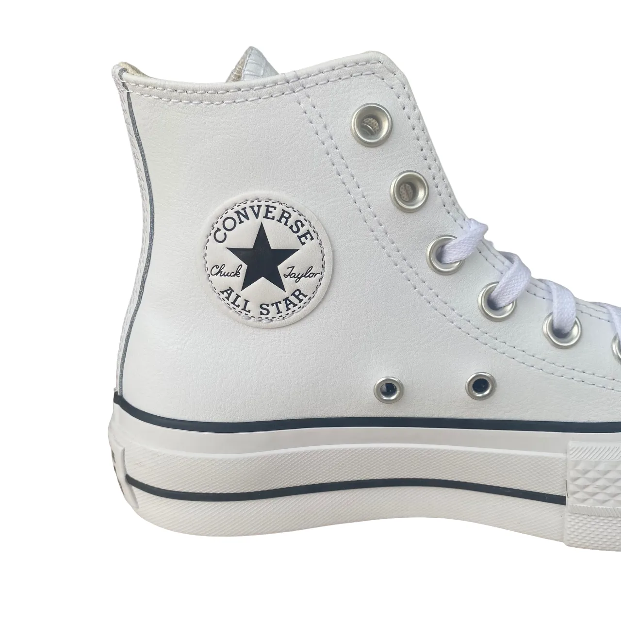 Converse high top sneakers in leather with wedge Chuck Taylor All Star 561676C white-black 