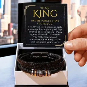 【Deal of the Month】To My Man Gift, Remember Whose King You Are, Love You Forever Men Bracelet