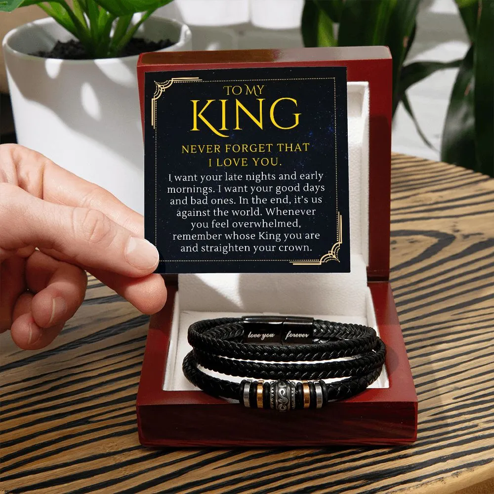 【Deal of the Month】To My Man Gift, Remember Whose King You Are, Love You Forever Men Bracelet