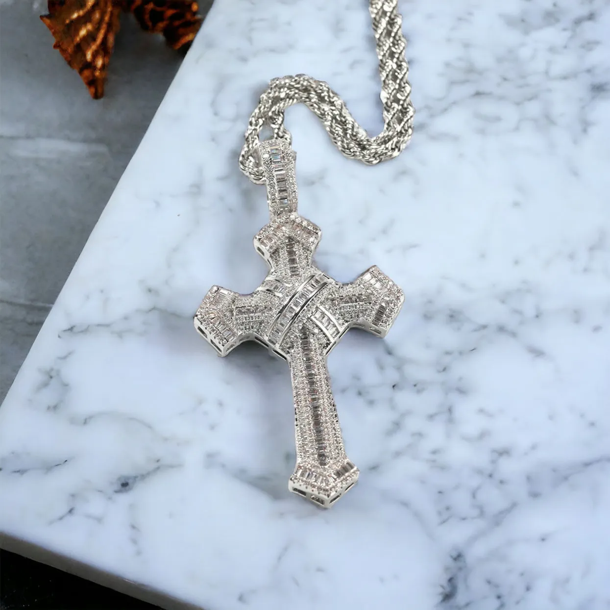 Diamond Criss Cross Crucifix Pendant