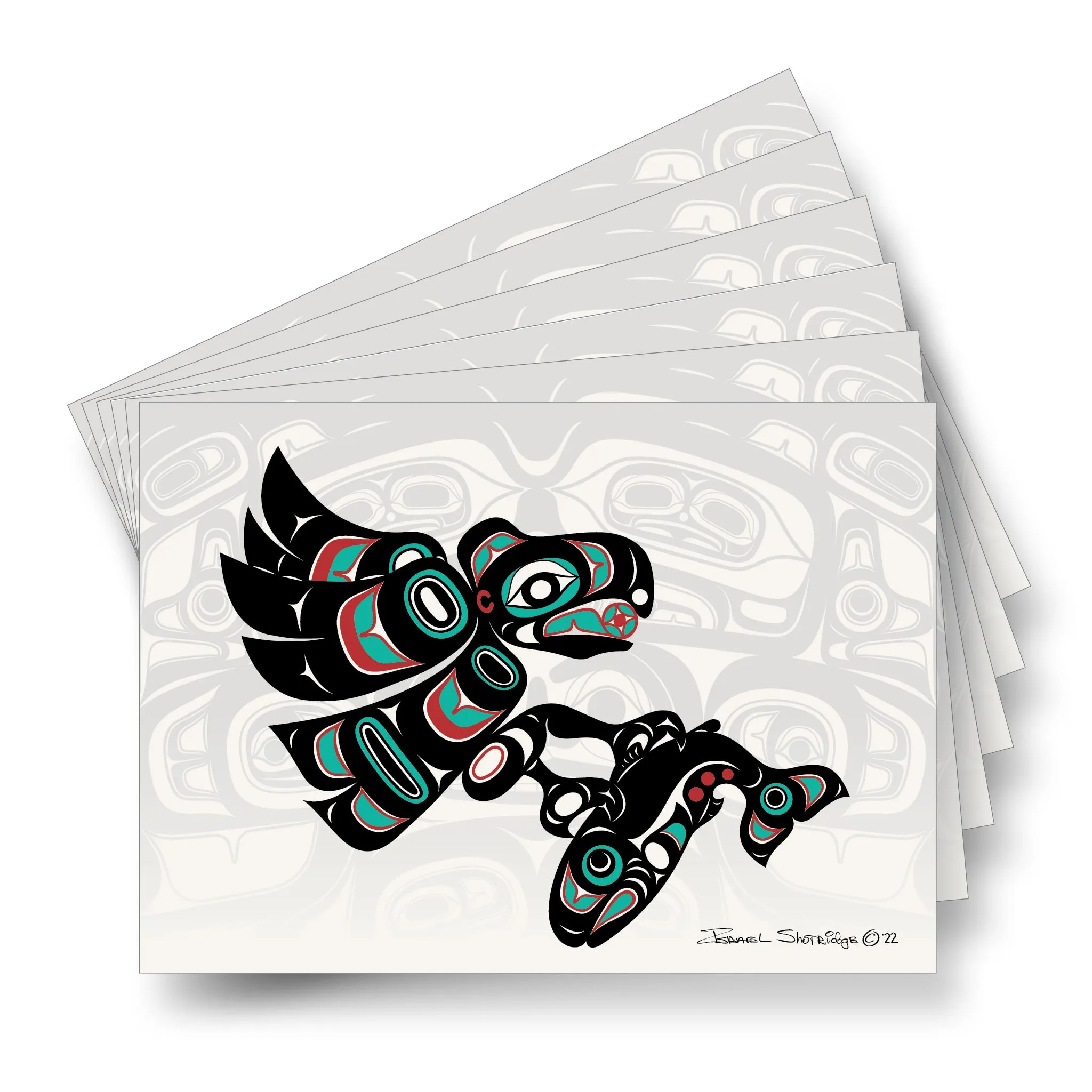 Eagle Salmon & House Screen - Formline Art Cards