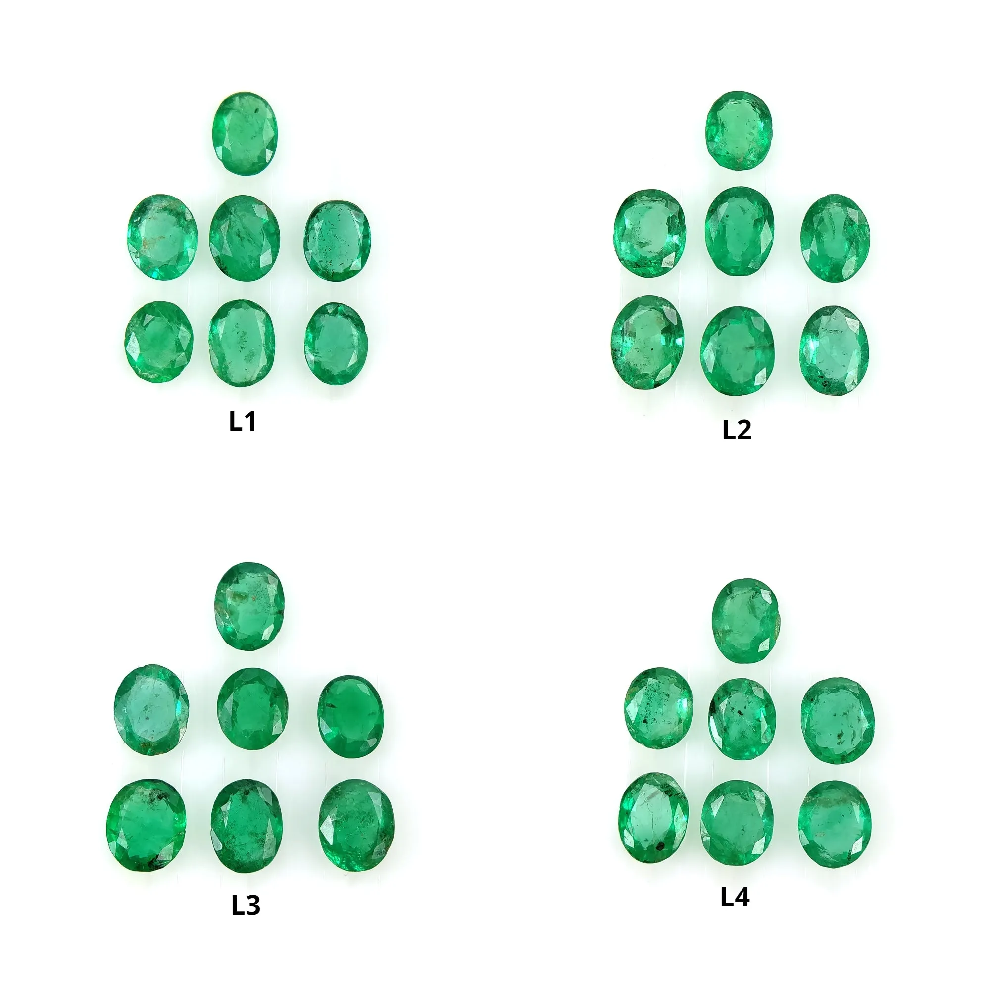 Emerald Gemstone Normal Cut : Natural Untreated Unheated Green Emerald Oval Shape 7pcs Lots For Jewelry