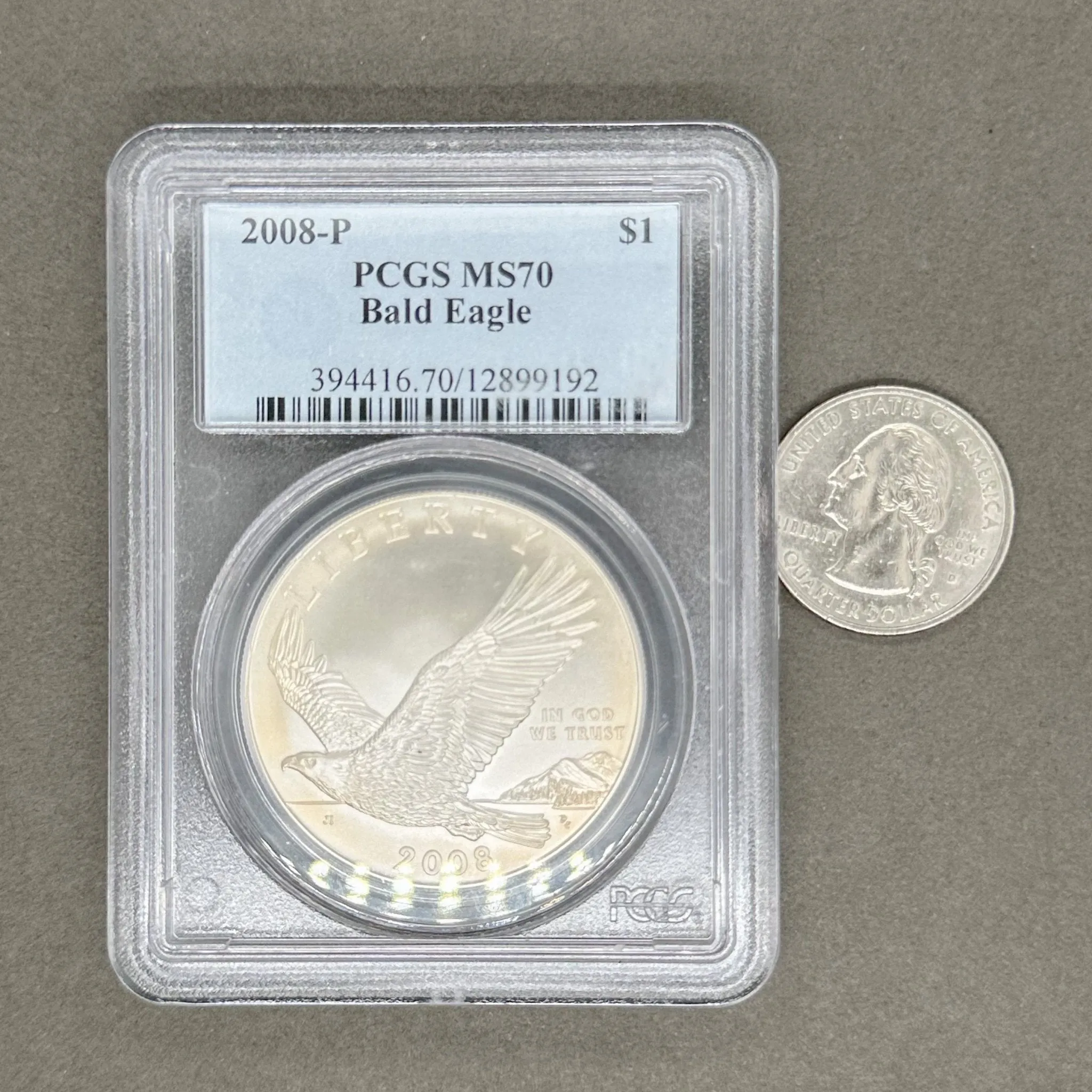 Estate 0.900 Fine Silver 2008 Bald Eagle $1 PCGS MS70 Dollar Coin