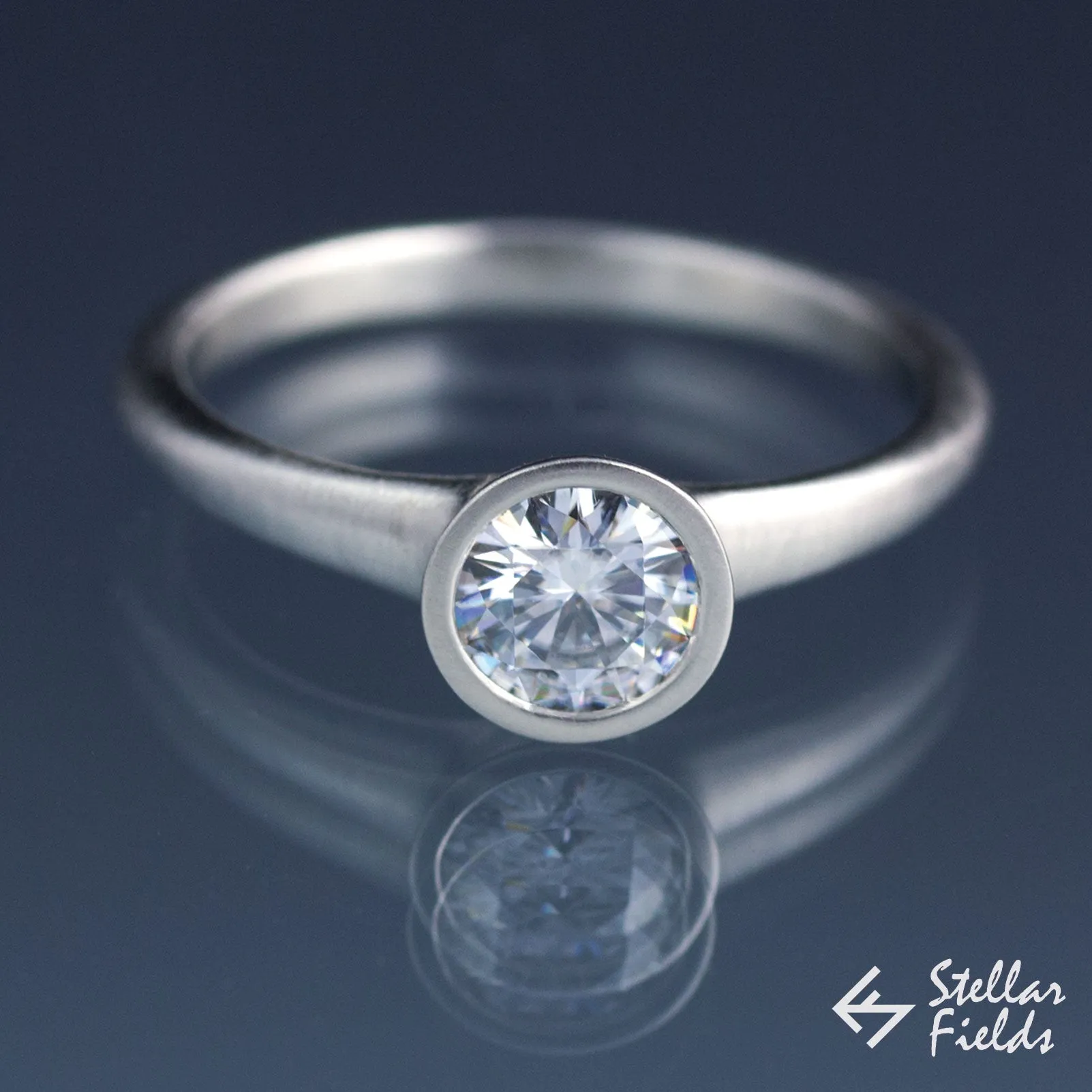 Forever Brilliant Moissanite Full Bezel Set Engagement Ring