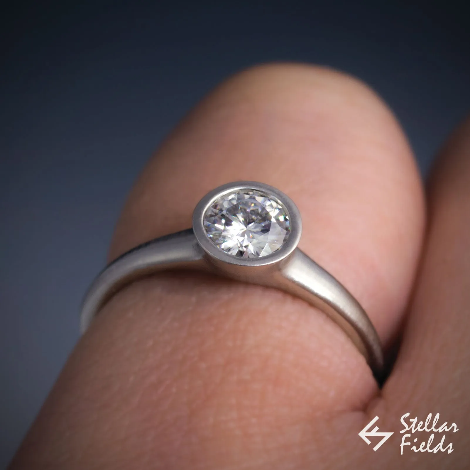 Forever Brilliant Moissanite Full Bezel Set Engagement Ring