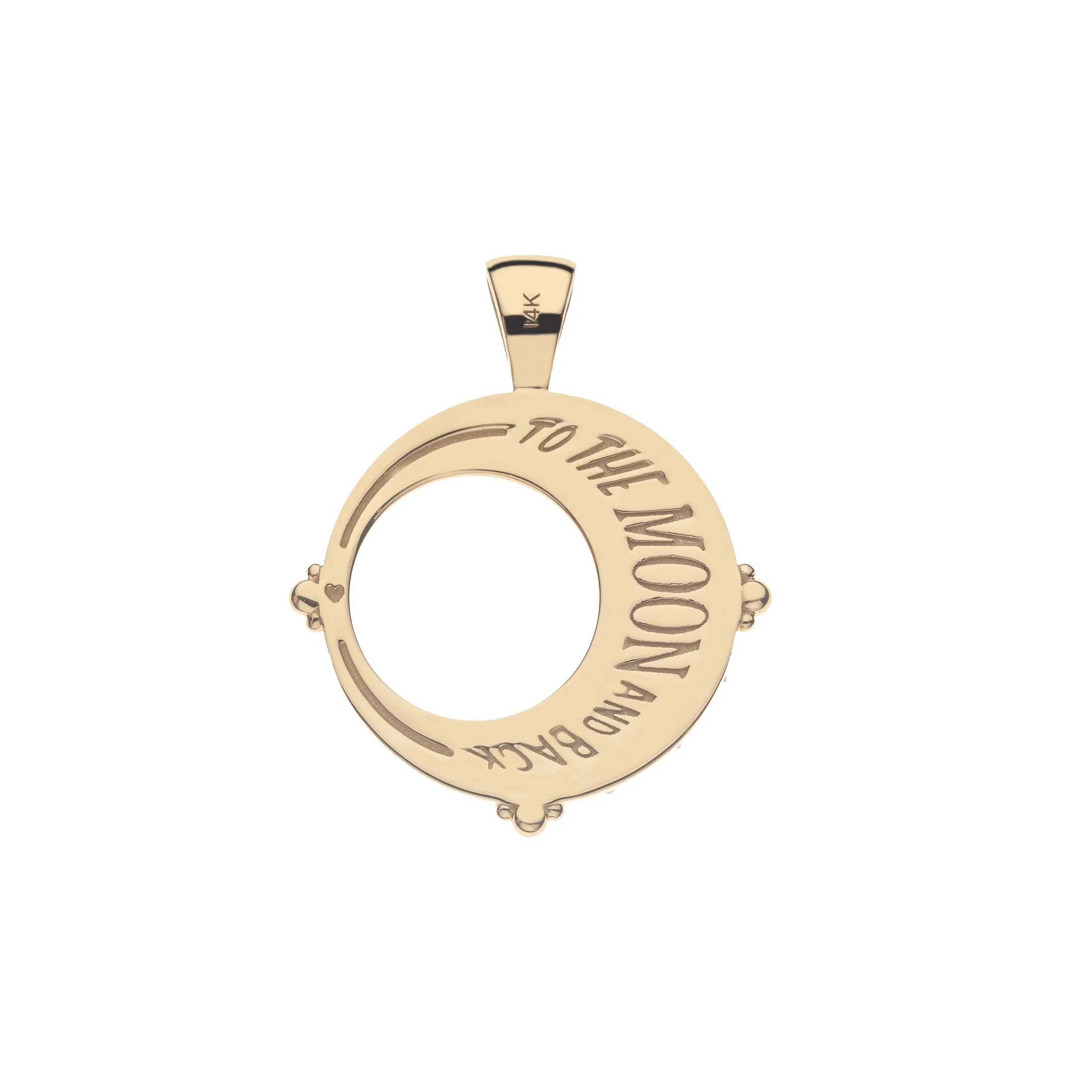 FOREVER Embellished Moon and Back Pendant Coin in 14k