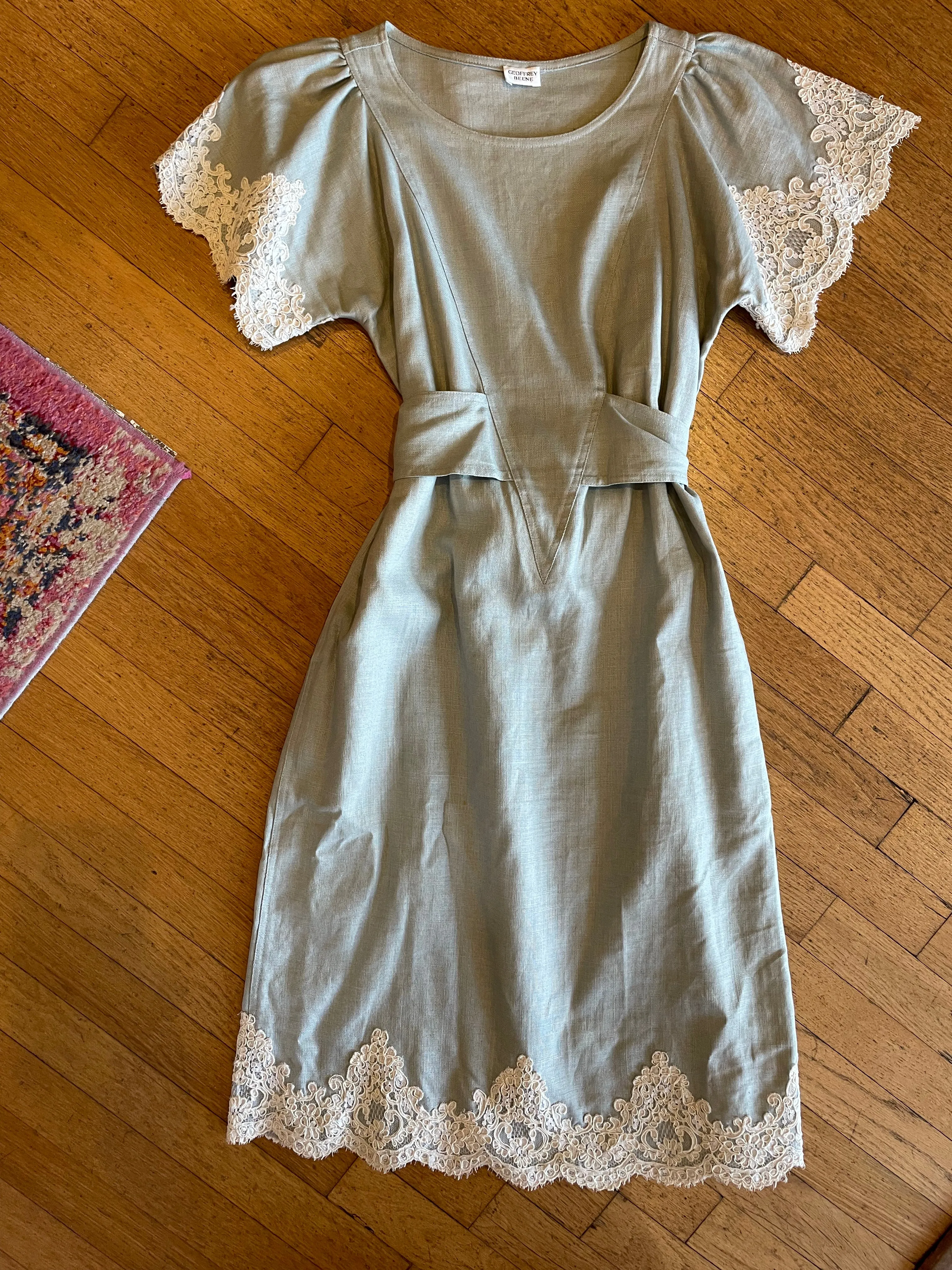 Geoffrey Beene Linen and Lace Dress