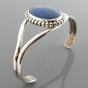 Handmade Sterling Silver Denim Lapis Cuff Bracelet