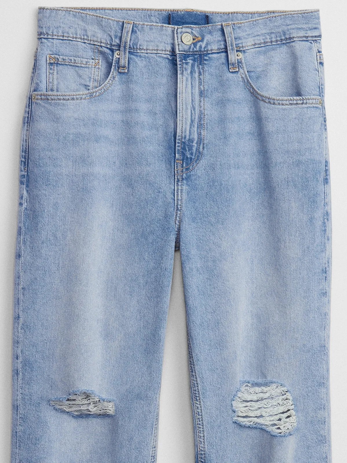 High Rise Destructed '90s Loose Jeans with Washwell