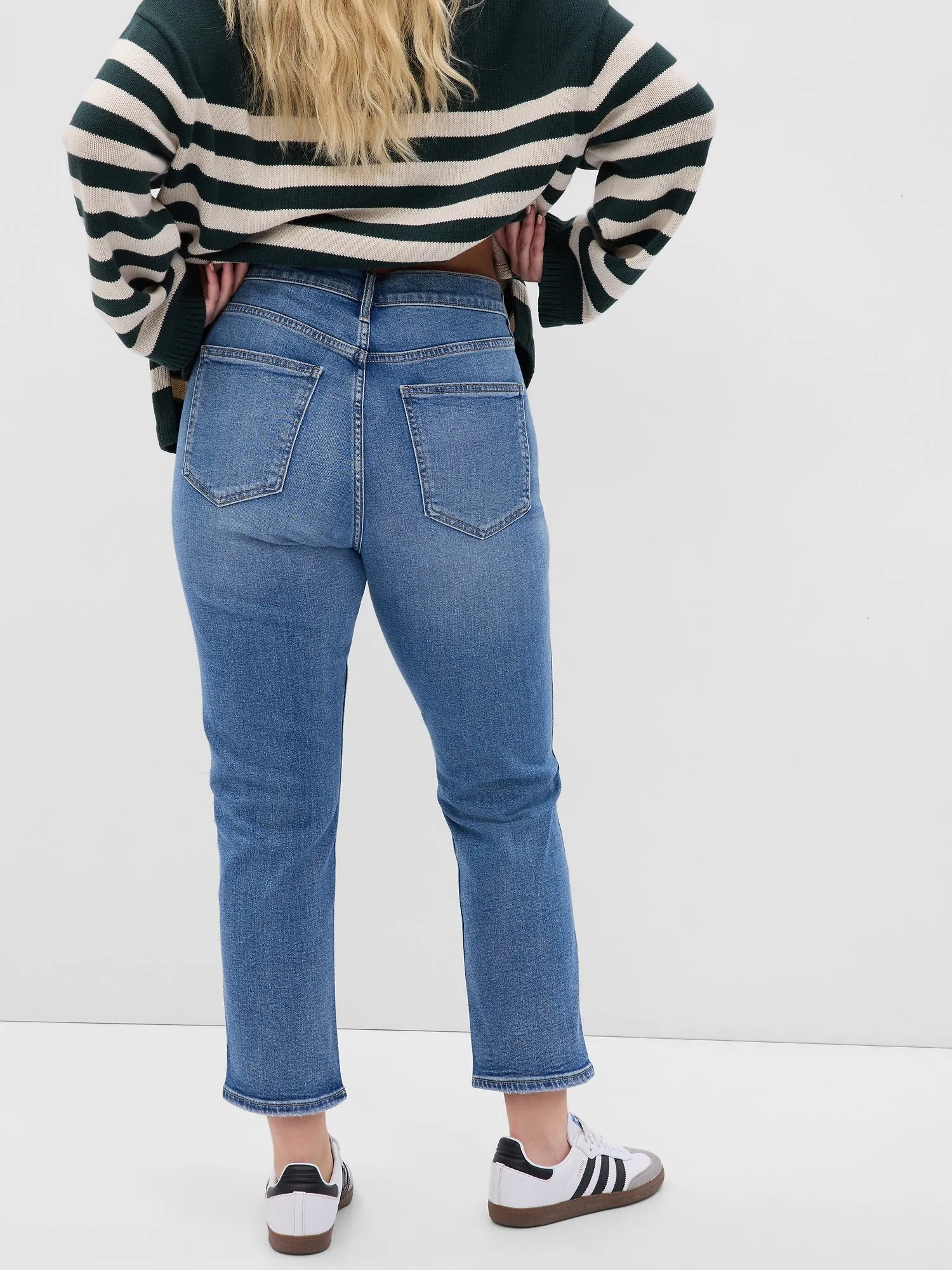 High Rise Vintage Slim Jeans With Washwell