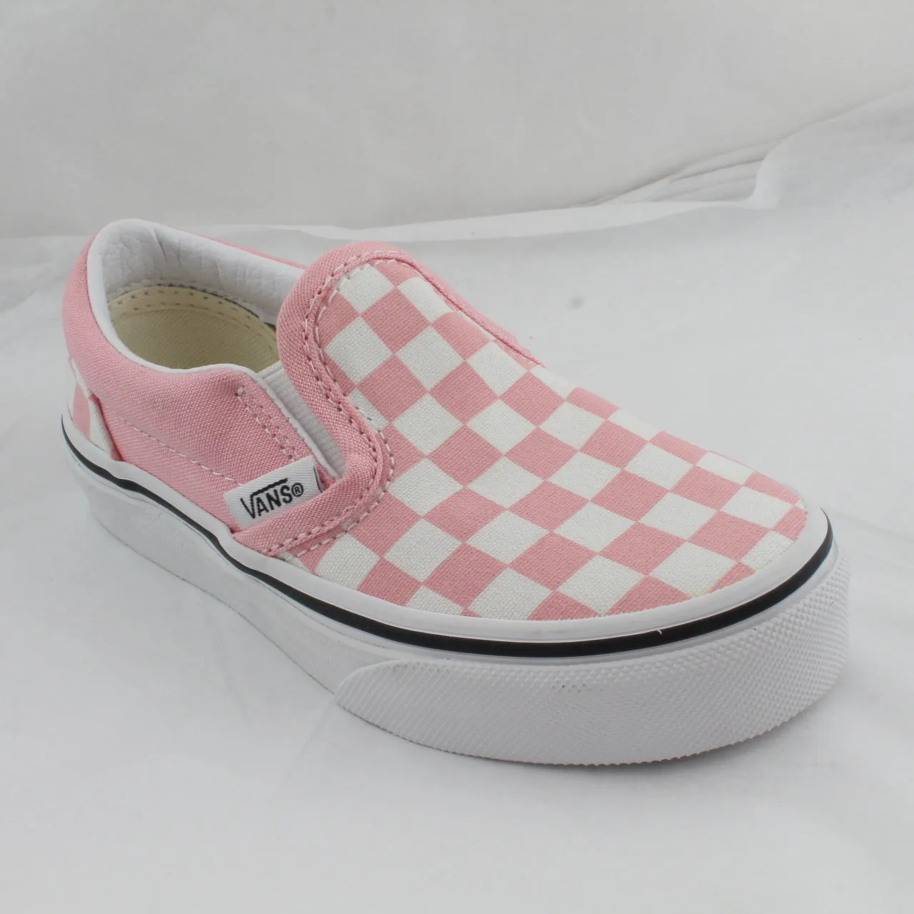 Kids Vans Classic Slip On Checkerboard Powder Pink True White