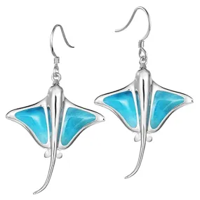 Elegant Larimar Eagle Ray Hook Earrings