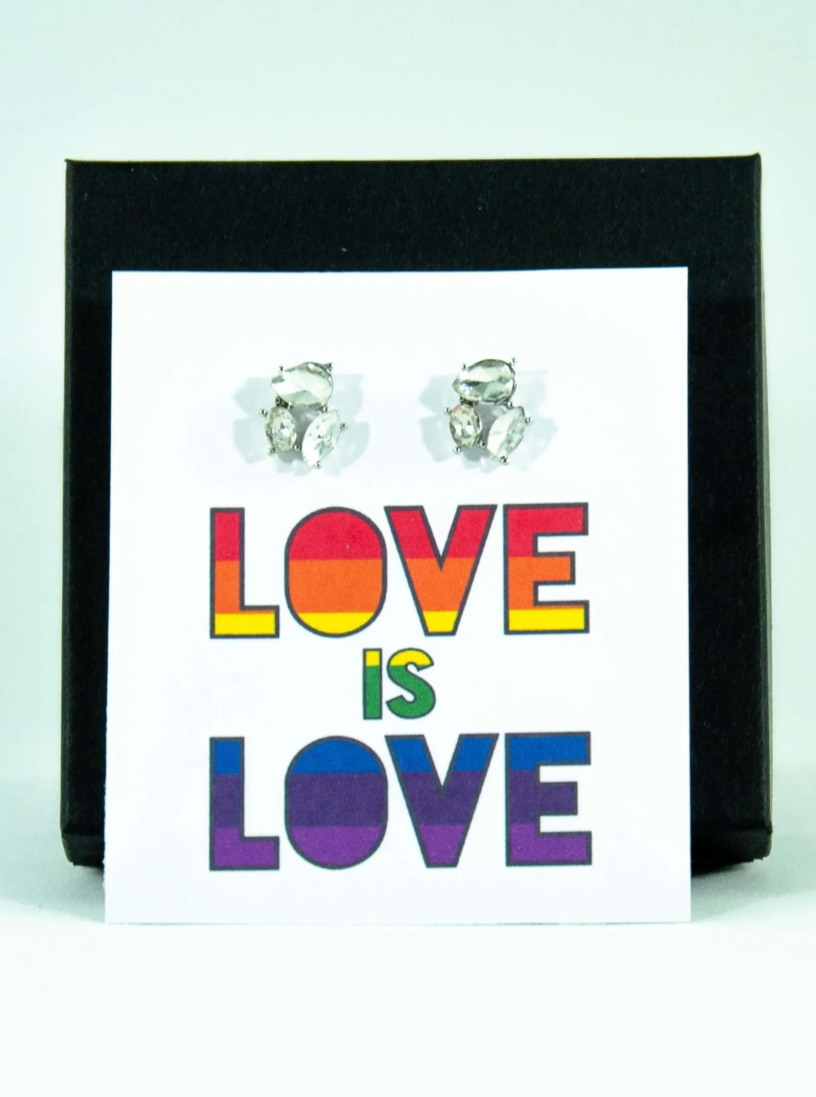 Love is Love LGBTQ  Rainbow Jewel Stud Earrings Gift