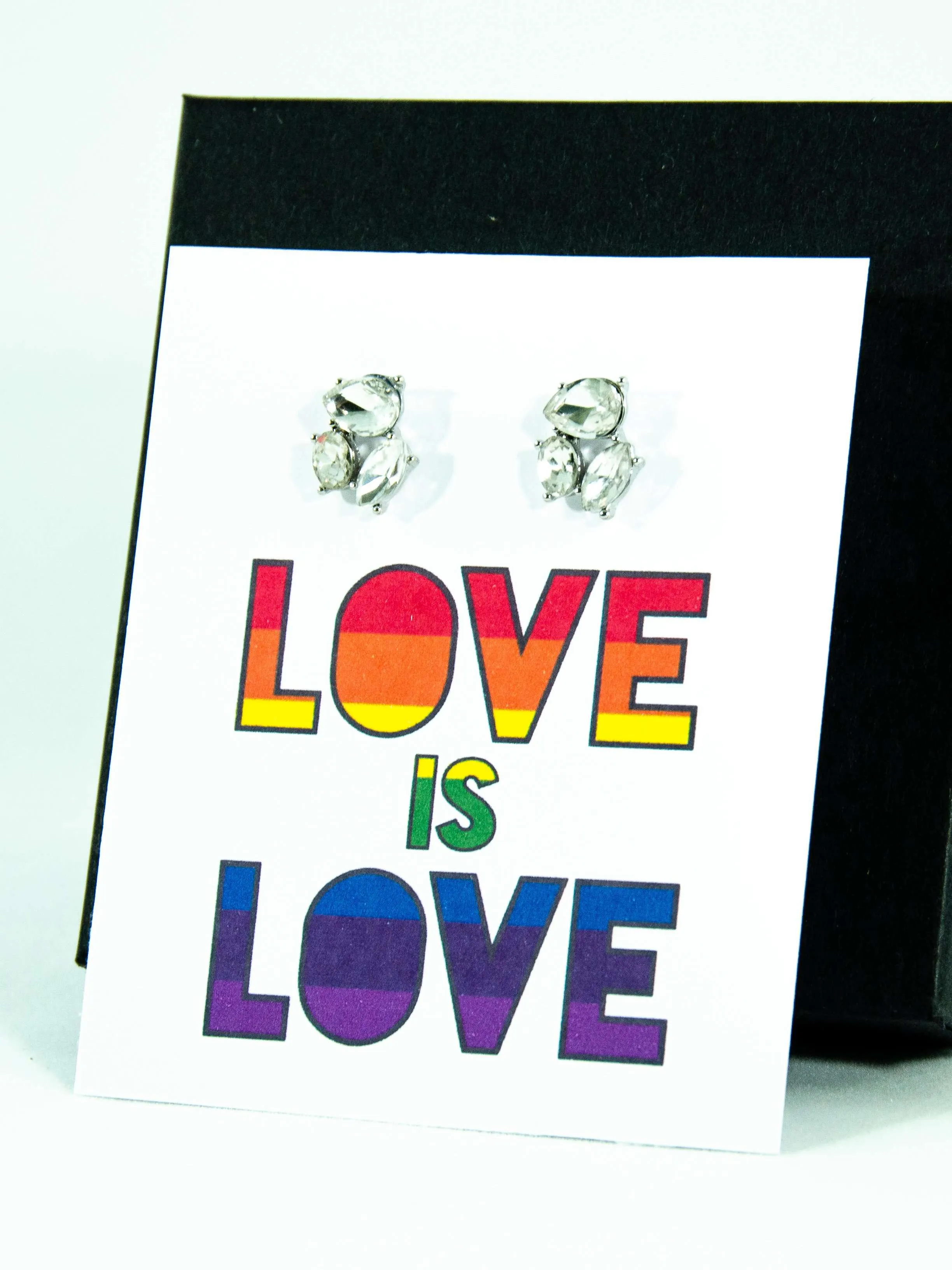 Love is Love LGBTQ  Rainbow Jewel Stud Earrings Gift