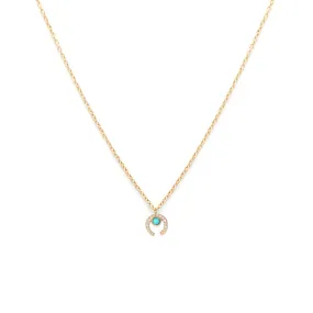 Luck Necklace | 14k Gold, Turquoise & Diamond