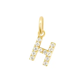 Lucky Letter H Diamond Pendant, Yellow Gold