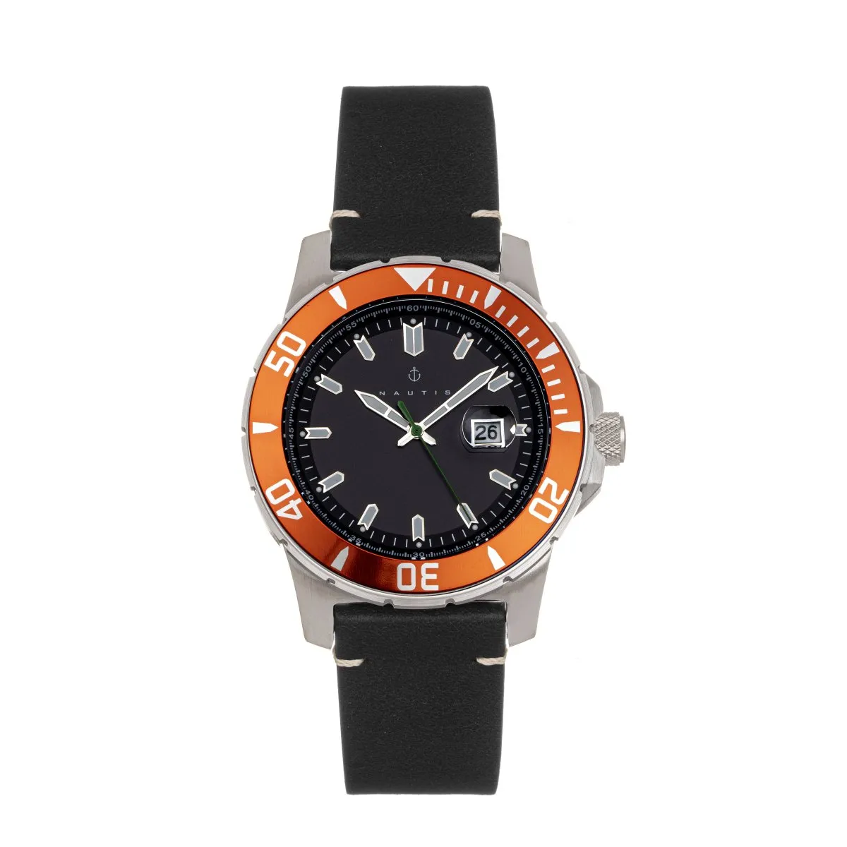 Nautis Diver Pro 200 Leather-Band Watch w/Date