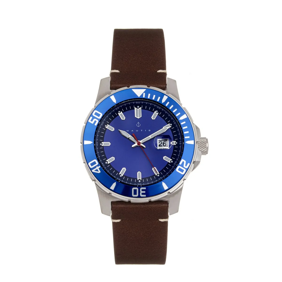 Nautis Diver Pro 200 Leather-Band Watch w/Date