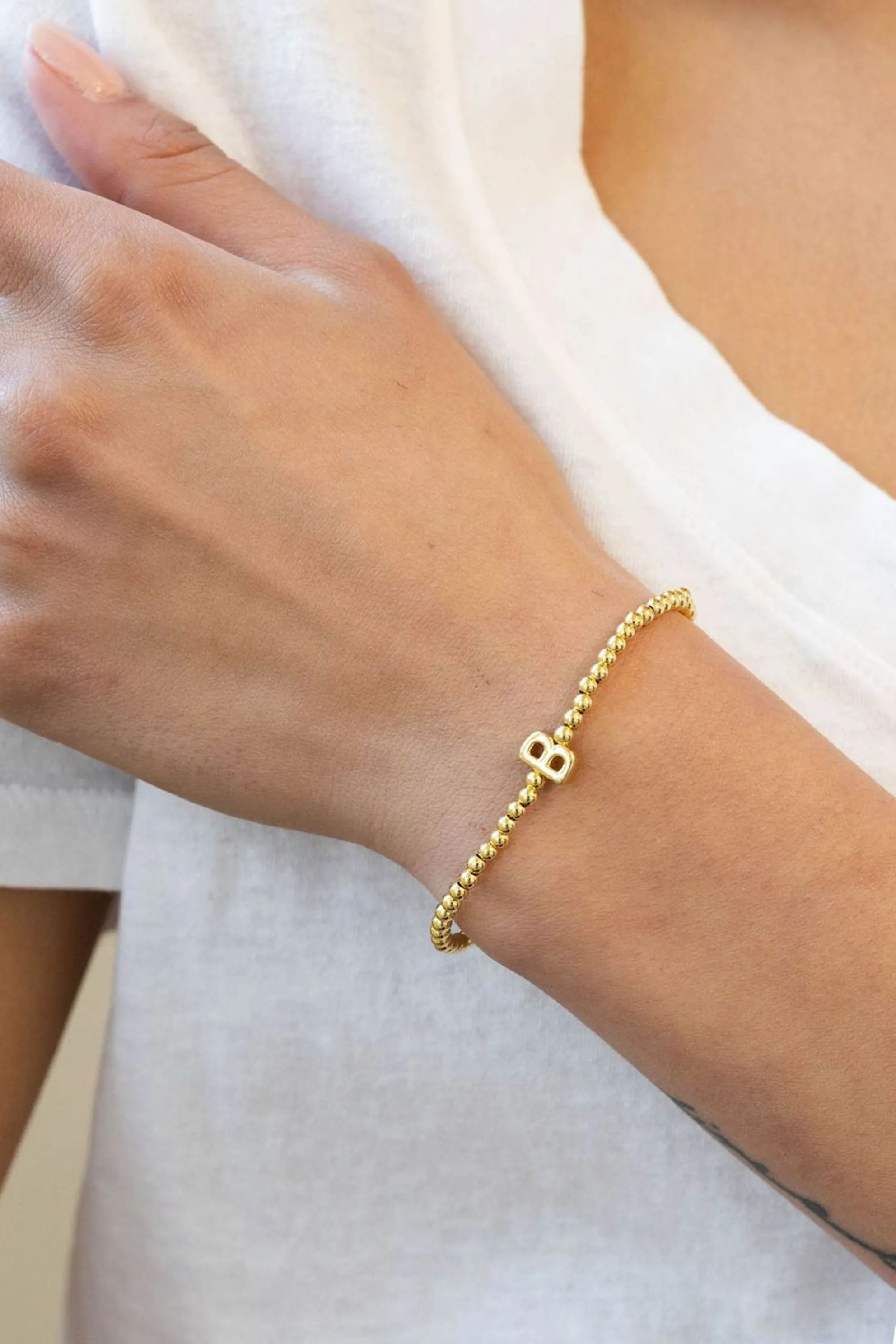 Paloma Initial 3mm Ball Bracelet