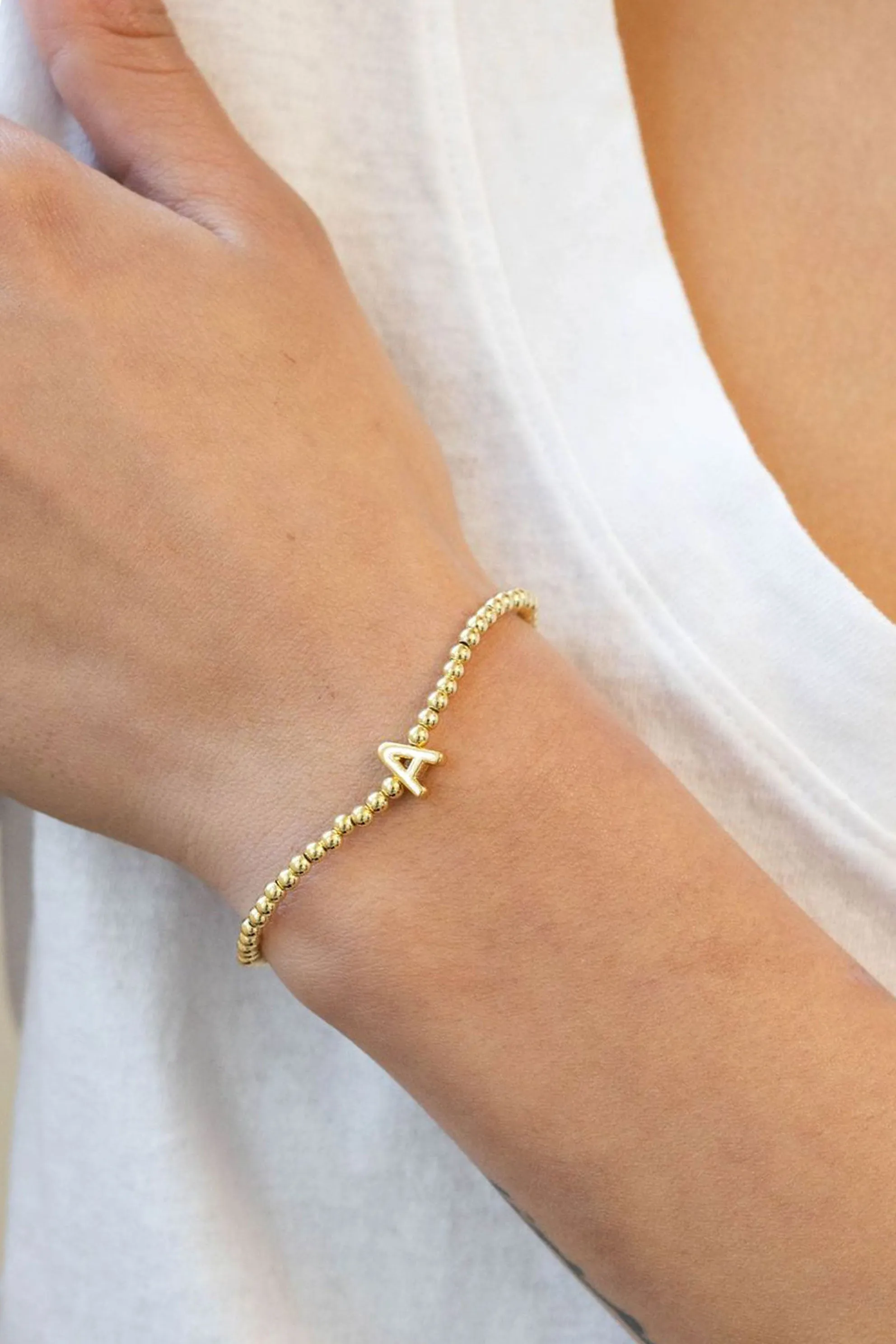 Paloma Initial 3mm Ball Bracelet