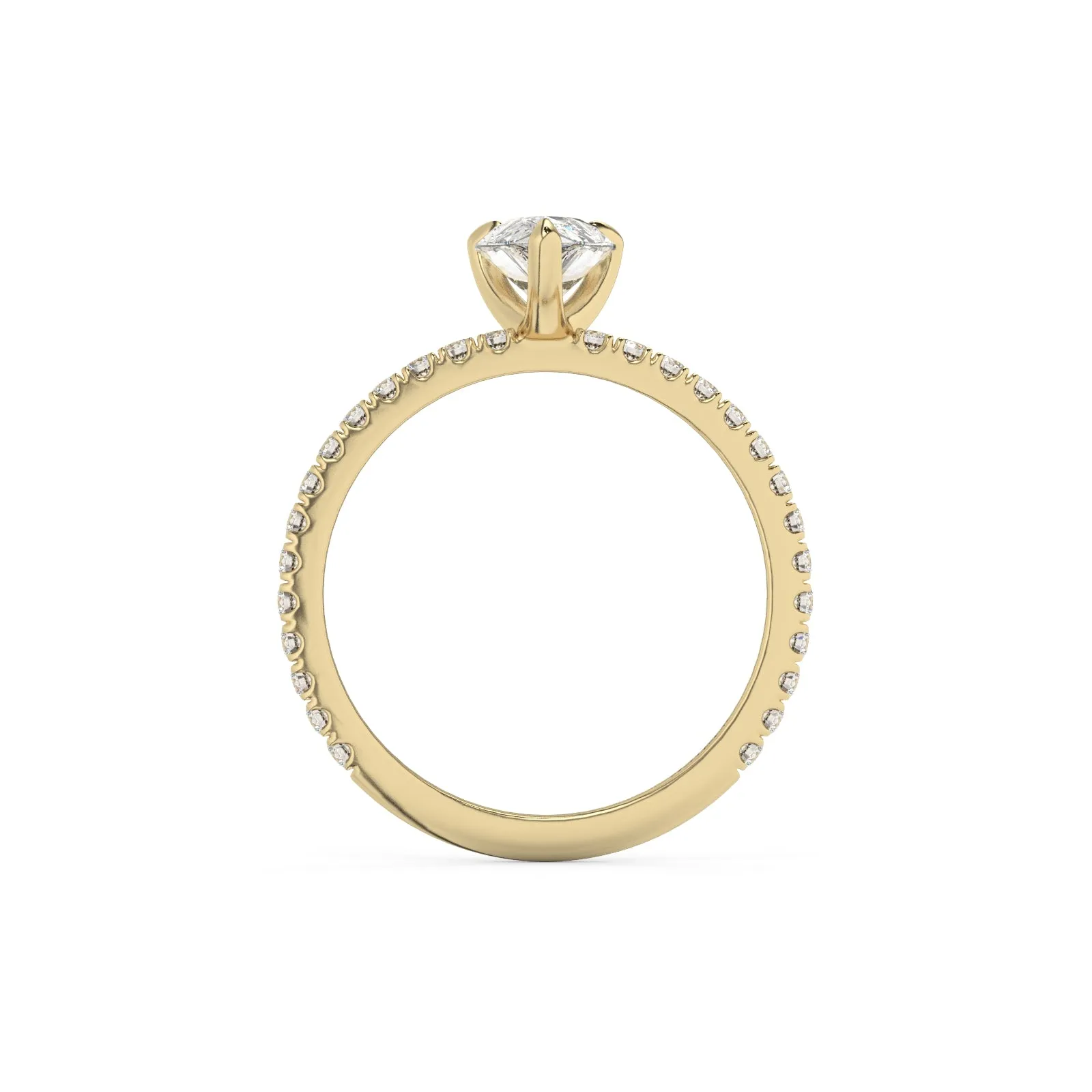 Partial Pave Pear Cut Engagement Ring