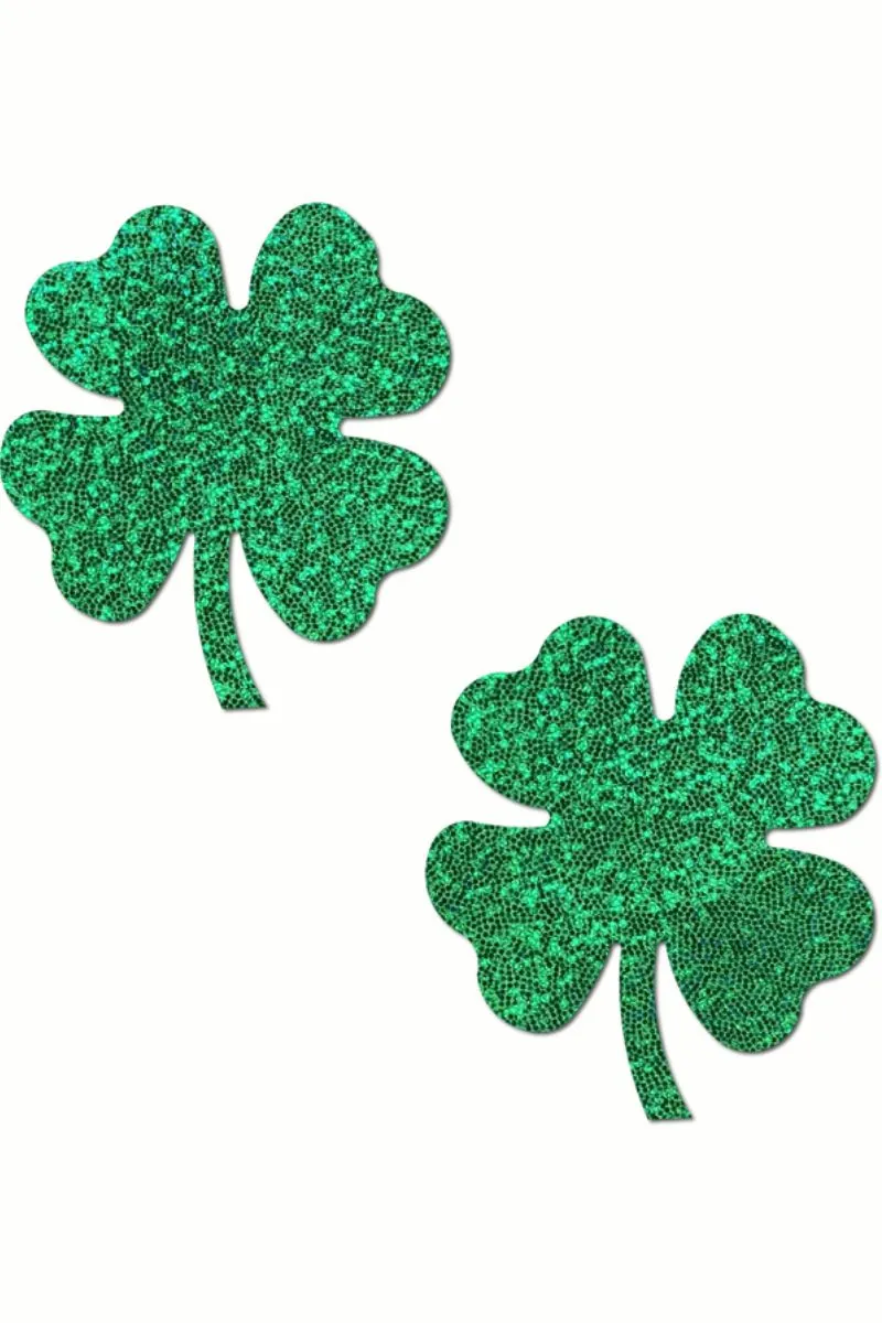 Pastease Shamrock Nipple Pasties - Green Glitter