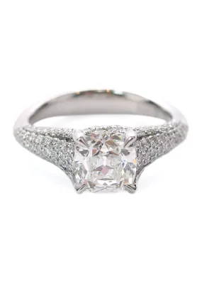 Precision Set Elege Platinum Cushion Cut Diamond Ring