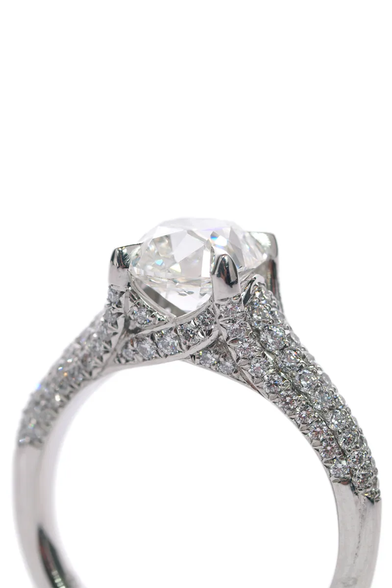 Precision Set Elege Platinum Cushion Cut Diamond Ring