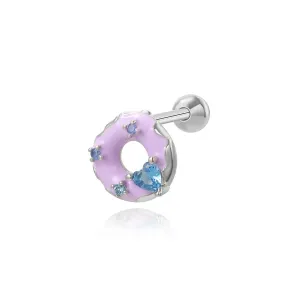 Purple Donut Screw Back Earring