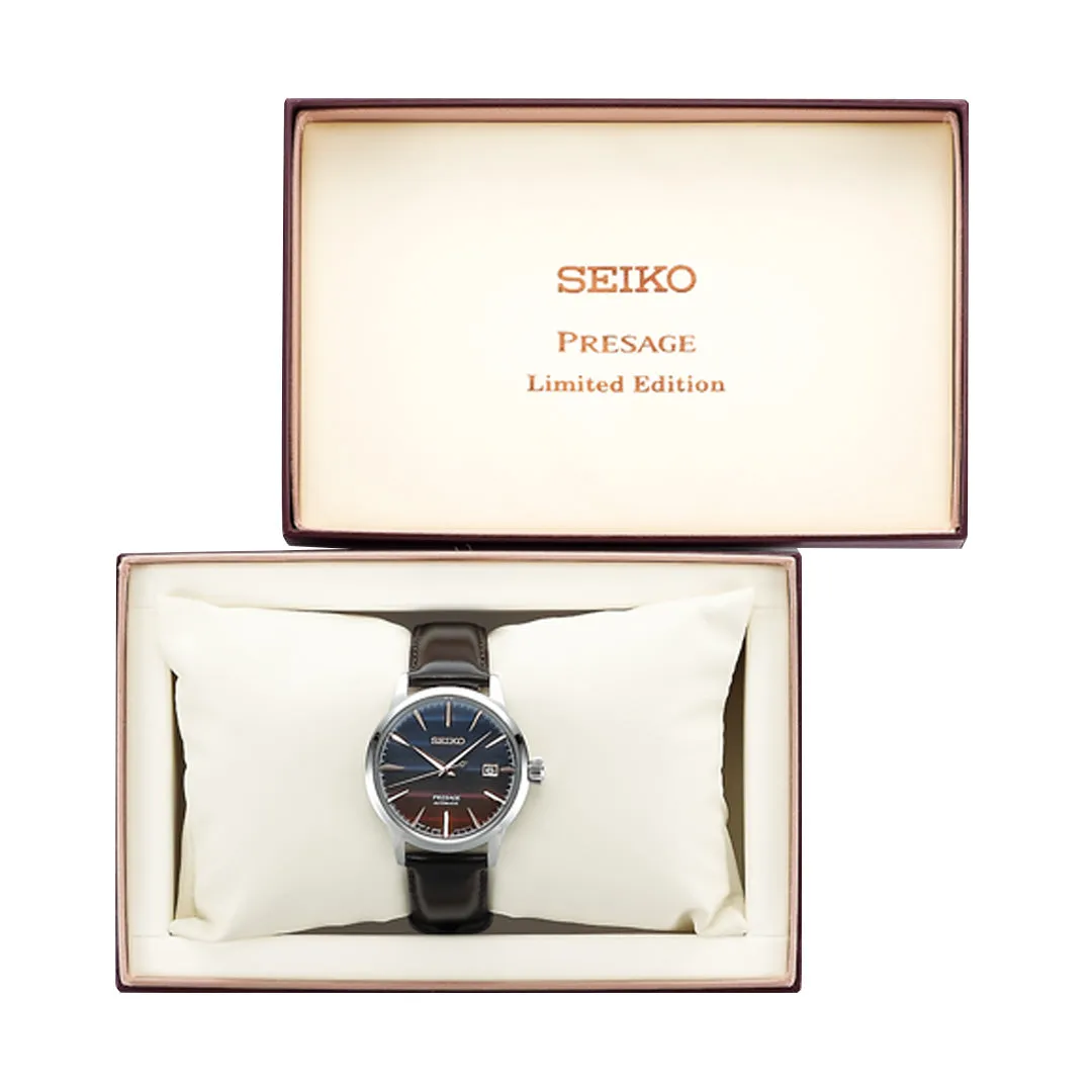 Elegant Seiko Presage Cocktail Time SRPK75 Purple Sunset Mens Automatic Watch