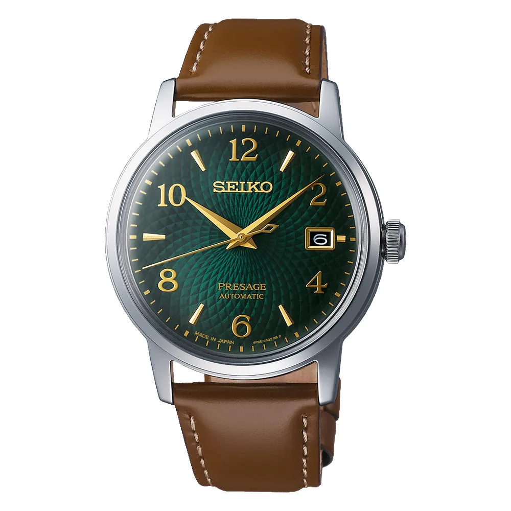 Seiko Presage SRPE45J1 Automatic Mens Dress Watch with Green Dial and Stainless Steel Case