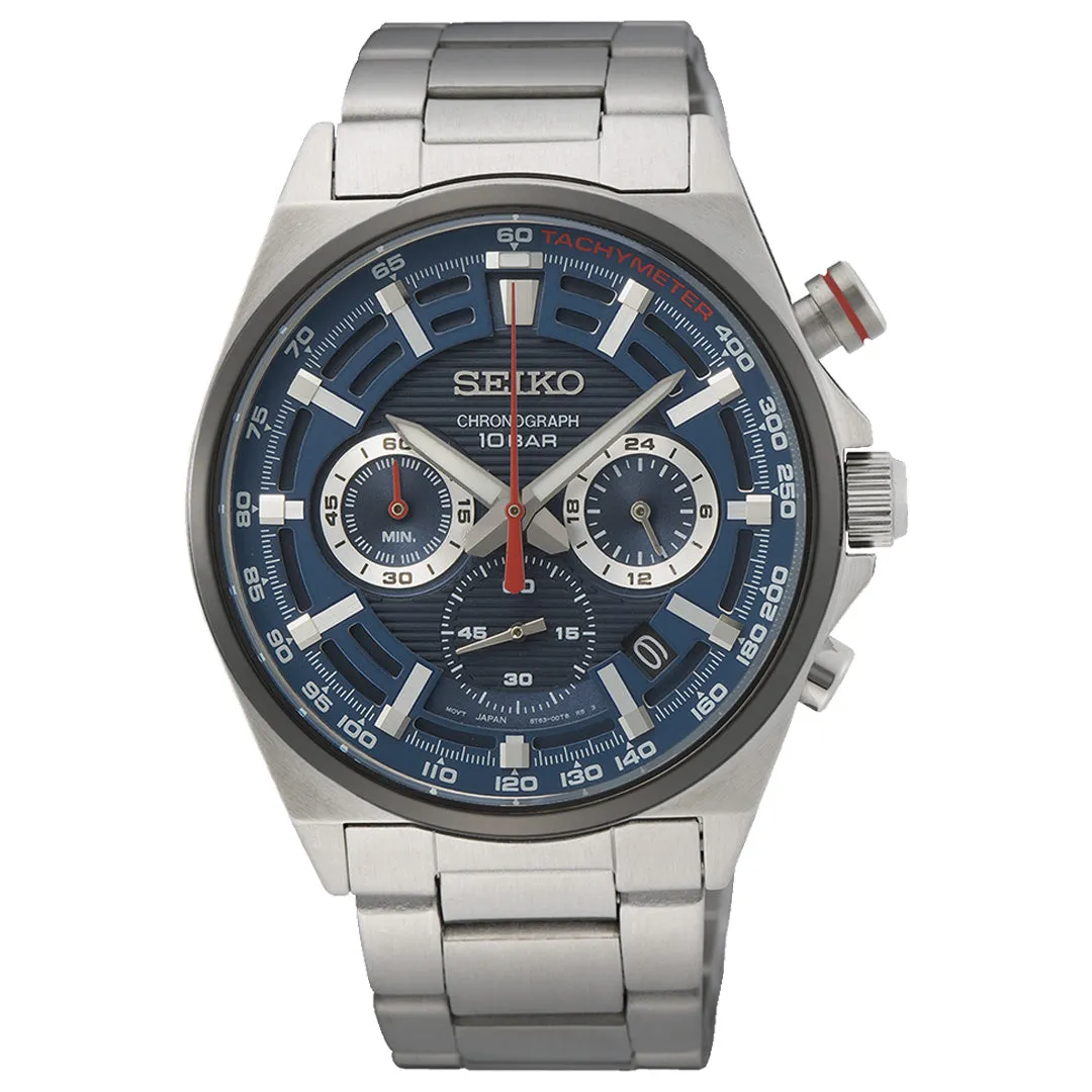 SEIKO SSB407 Chronograph Watch - Stylish Stainless Steel Design with Quartz Movement and Date Function