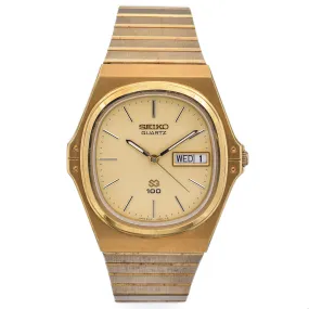 Vintage Seiko Mens SQ 100 Gold Plated/Steel Quartz Day-Date Watch 8123-5039