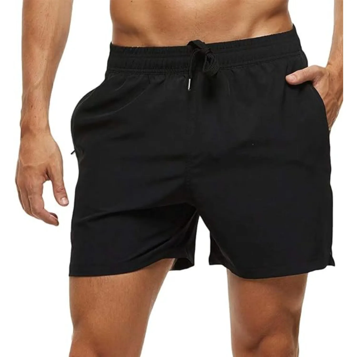 Stretchable Swim Shorts With Zipper Pockets