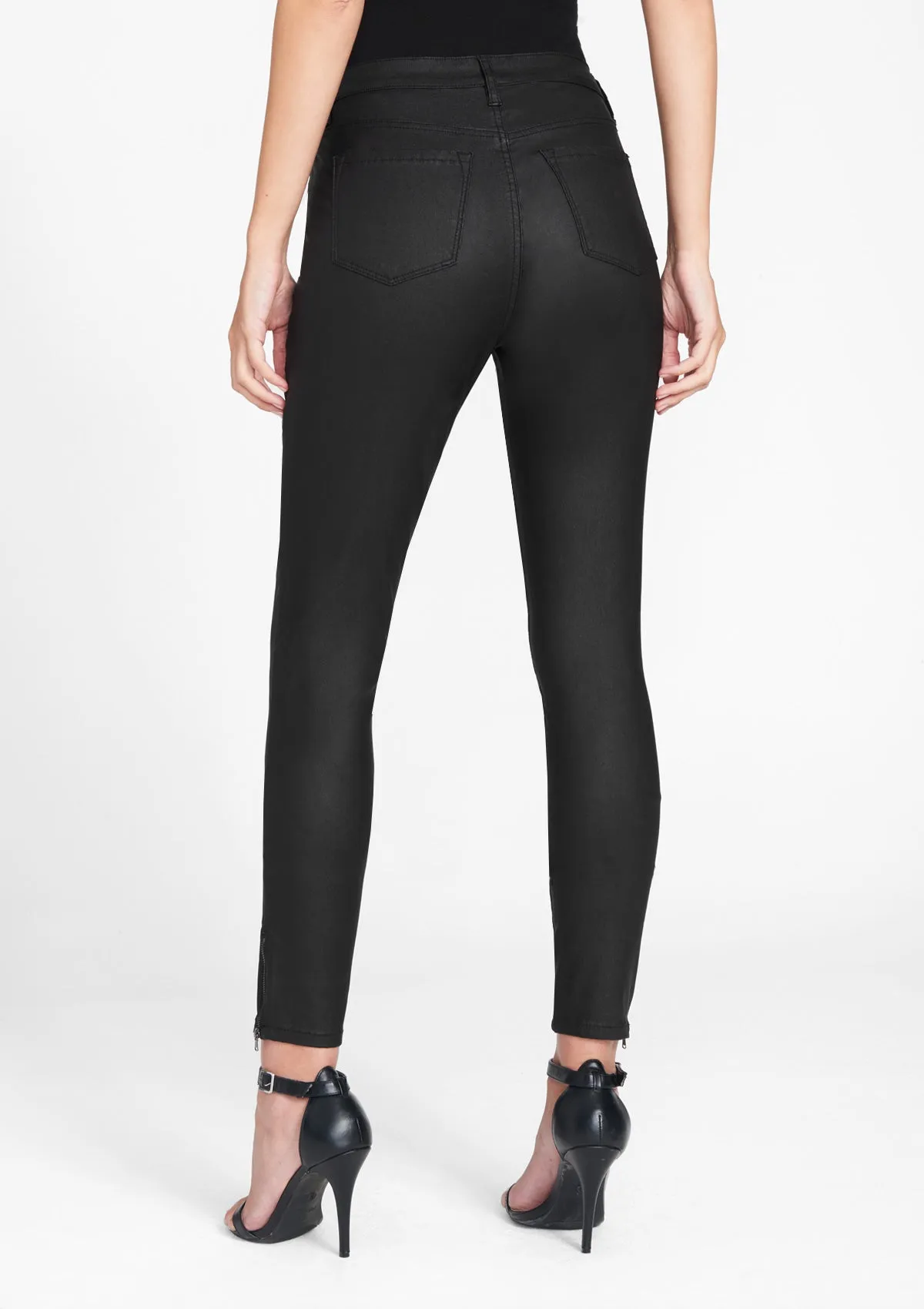 Tall Ciara Coated Moto Jeans