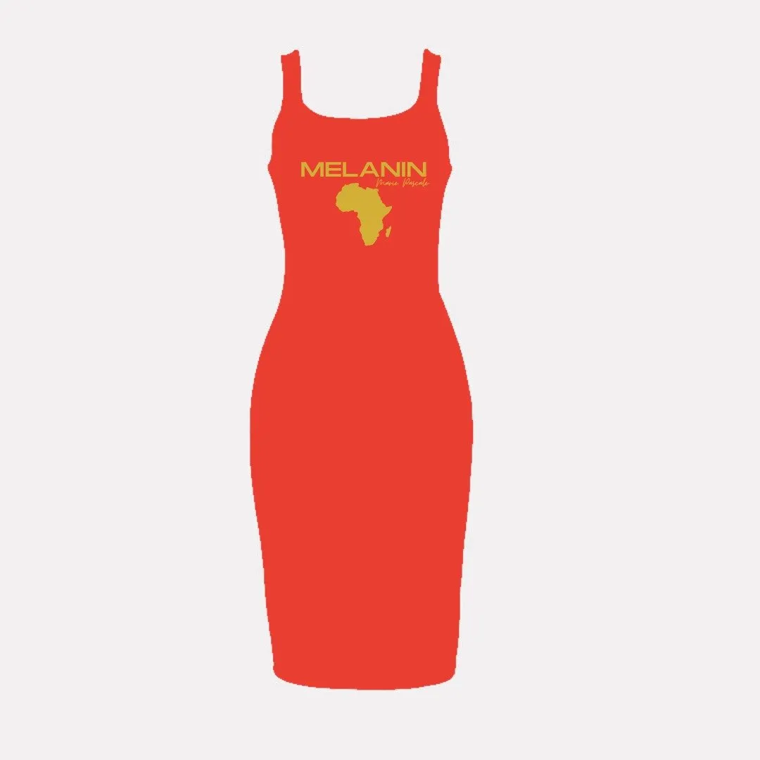 The Red Melanin Dress: African Fashion, Afrocentric Style, Black History Month BodyCon Dress