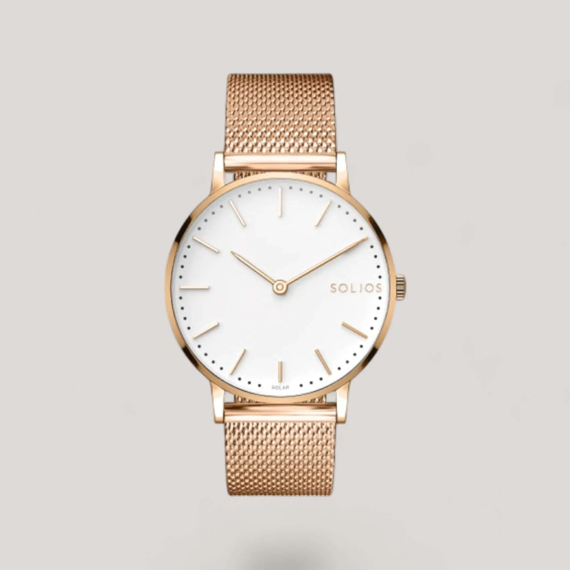 The Solar Classic | White Dial - Rose Gold Case