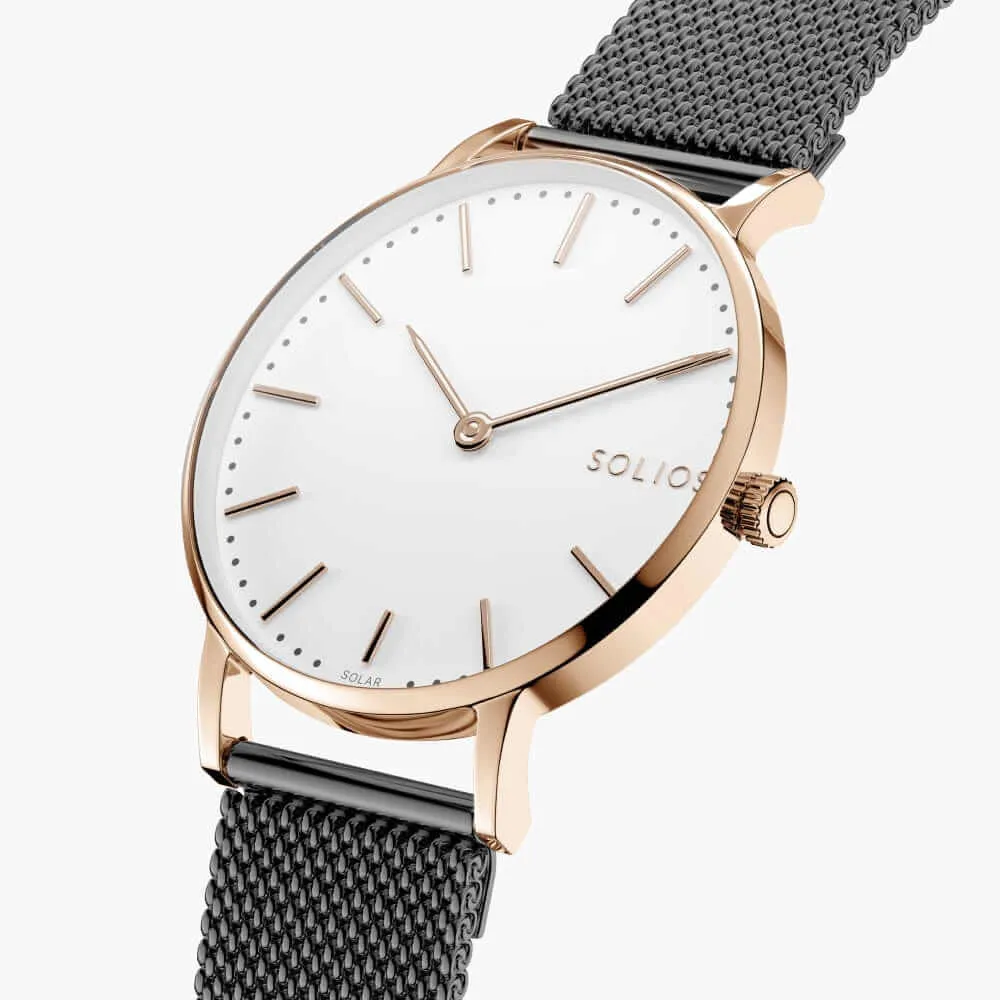 The Solar Classic | White Dial - Rose Gold Case